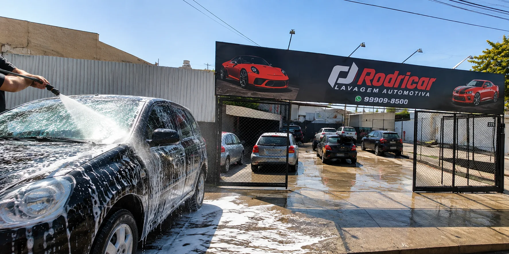 Banner de Rodricar lavagem automotiva