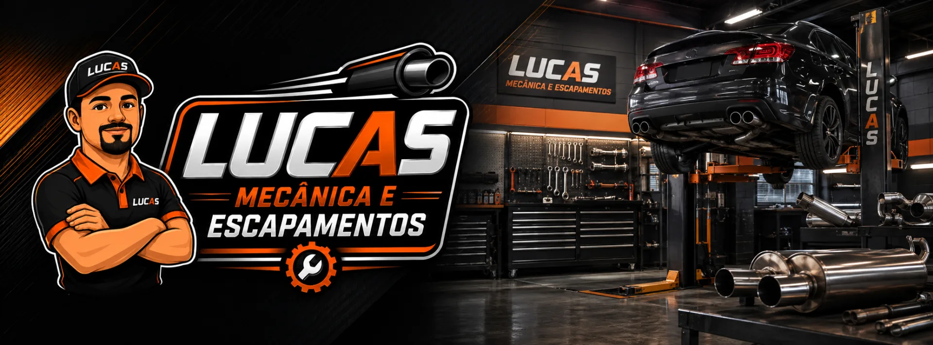 Banner de Lucas escapamentos e mecanica