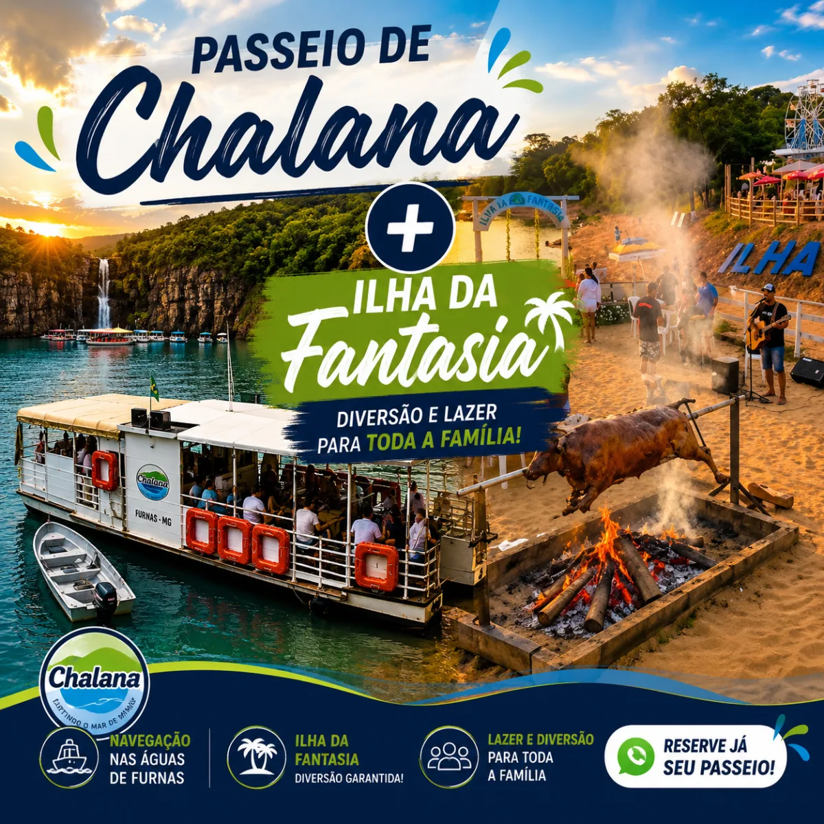 Passeio Chalana + Ilha da Fantasia - Chalana e ilha da fantasia