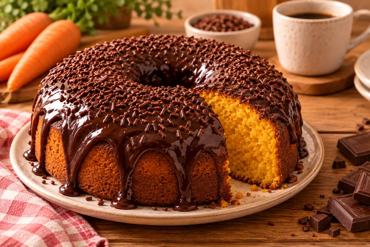 Bolo de Cenoura com Cobertura de Chocolate
